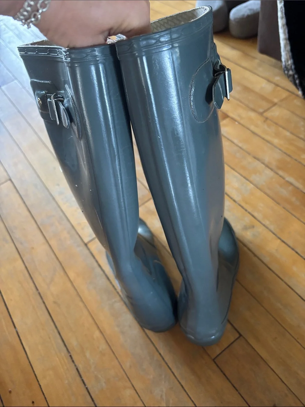 HUNTER Original Tall Grey Waterproof Rain Boots